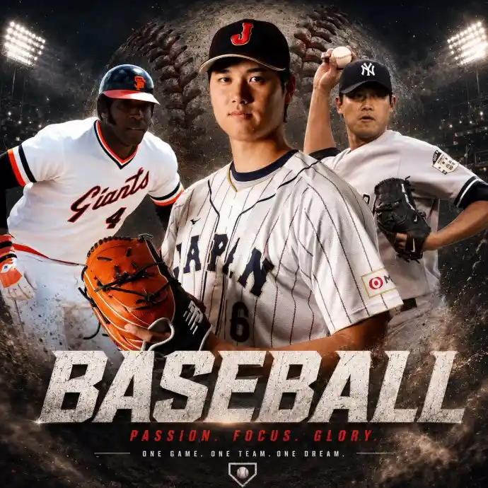 美國職棒 MLB示意圖，呈現棒球等知名球員